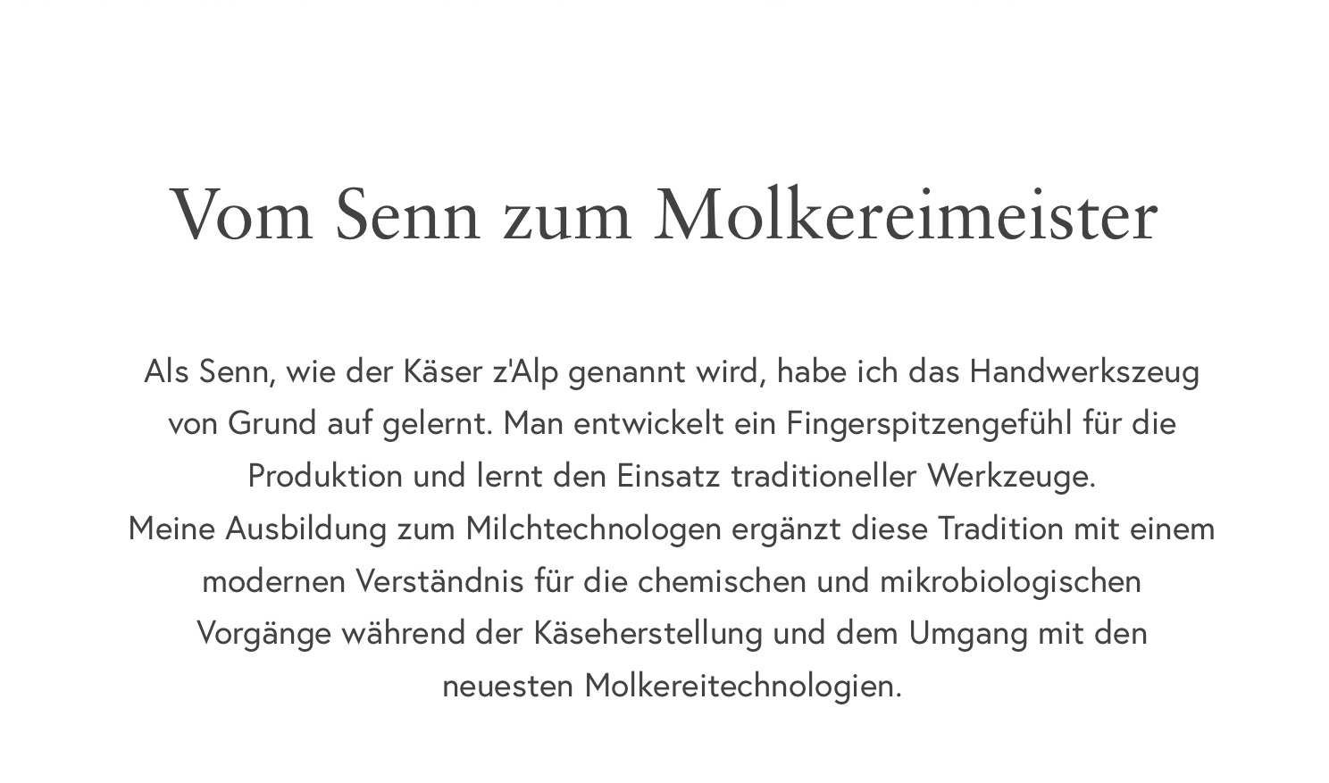 Vom Senn zum Molkereimeister